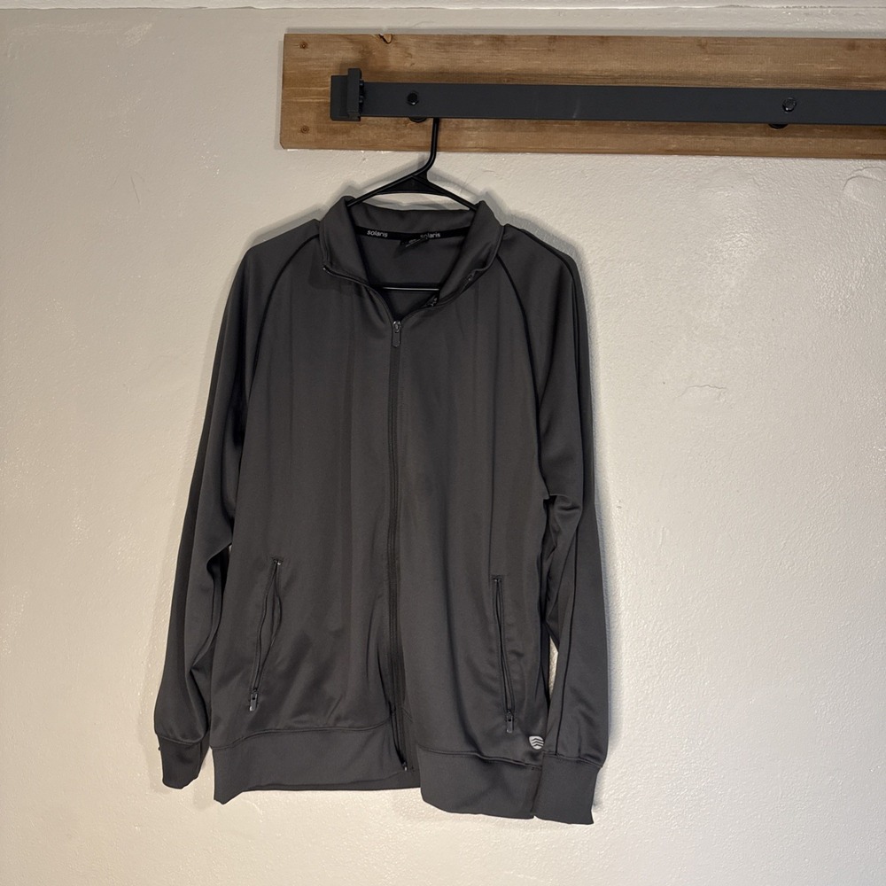Solaris Full Zip Track Jacket Athletic Athleisure Dark Gray Men's XL‎